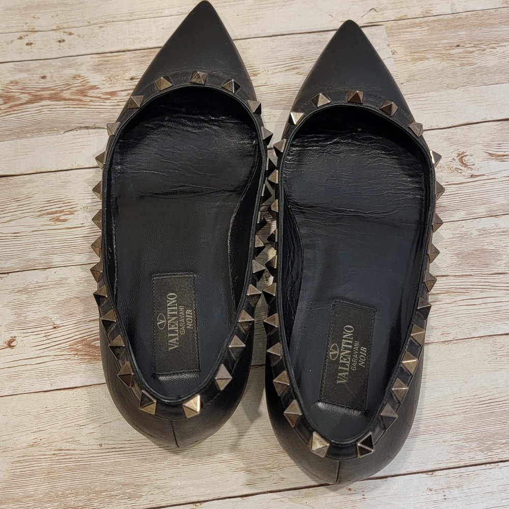 Valentino Nior black leather rockstud flats - Picture 11 of 14